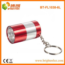 Fábrica de fornecimento pequeno tamanho de bolso de alumínio 6 levou mini levou lanterna Keychain